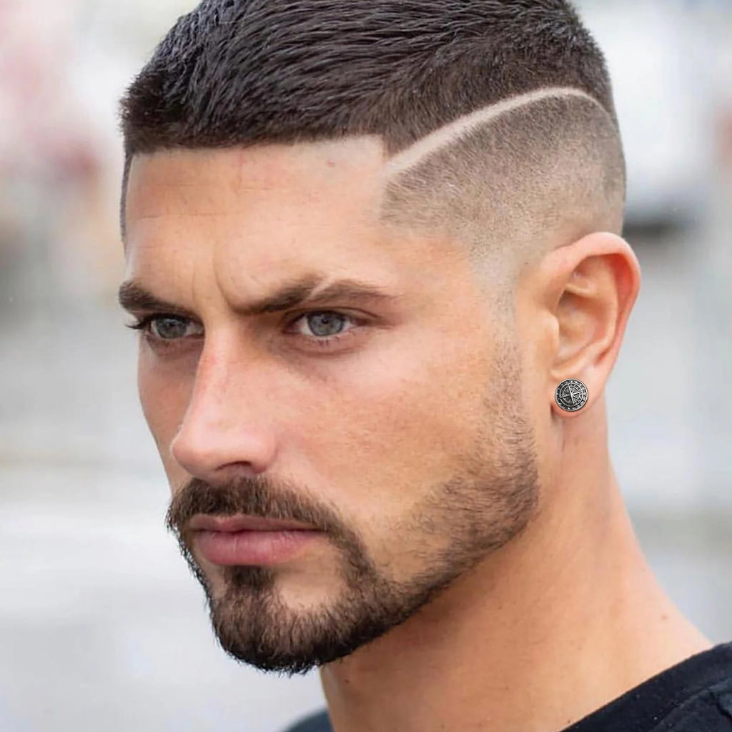 Miesten korvakorut Kompassi Tuuliruusu harmaa