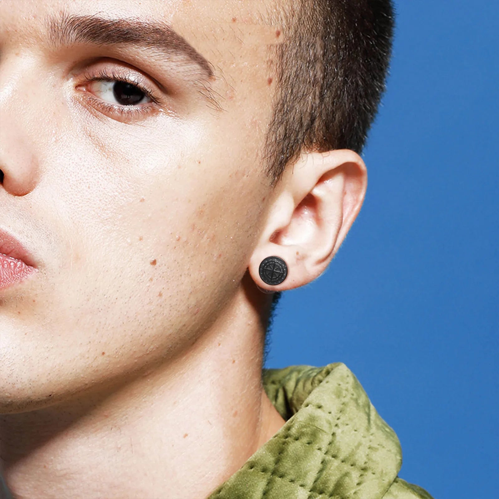 Miesten korvakorut Kompassi Tuuliruusu musta