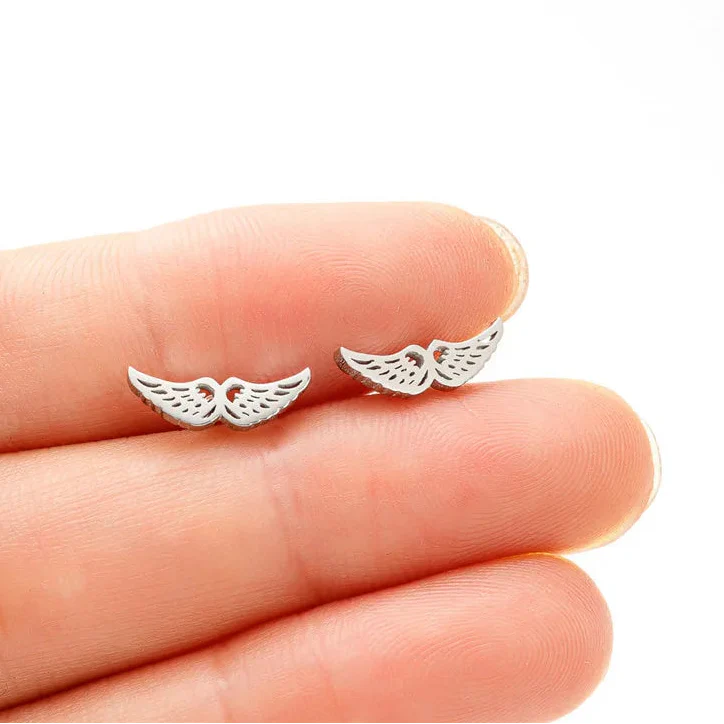 Minimalistiset enkelin siivet -korvakorut, hopea