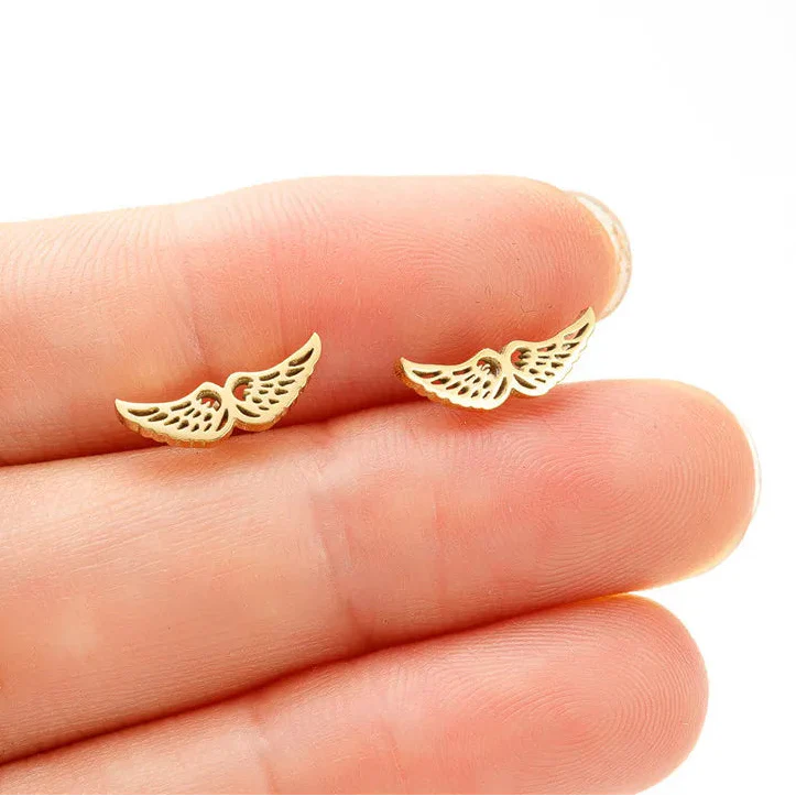 Minimalistiset enkelin siivet -korvakorut, kulta