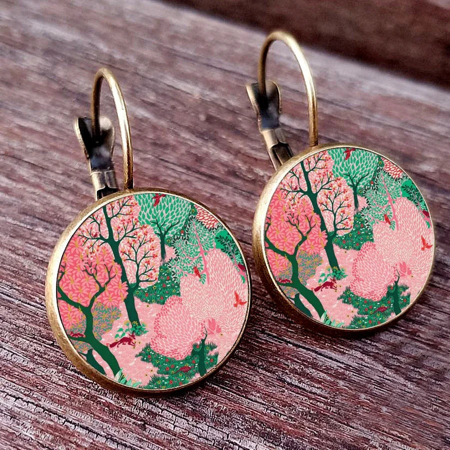 Riipuvat korvakorut Elämänpuu tyyli 5