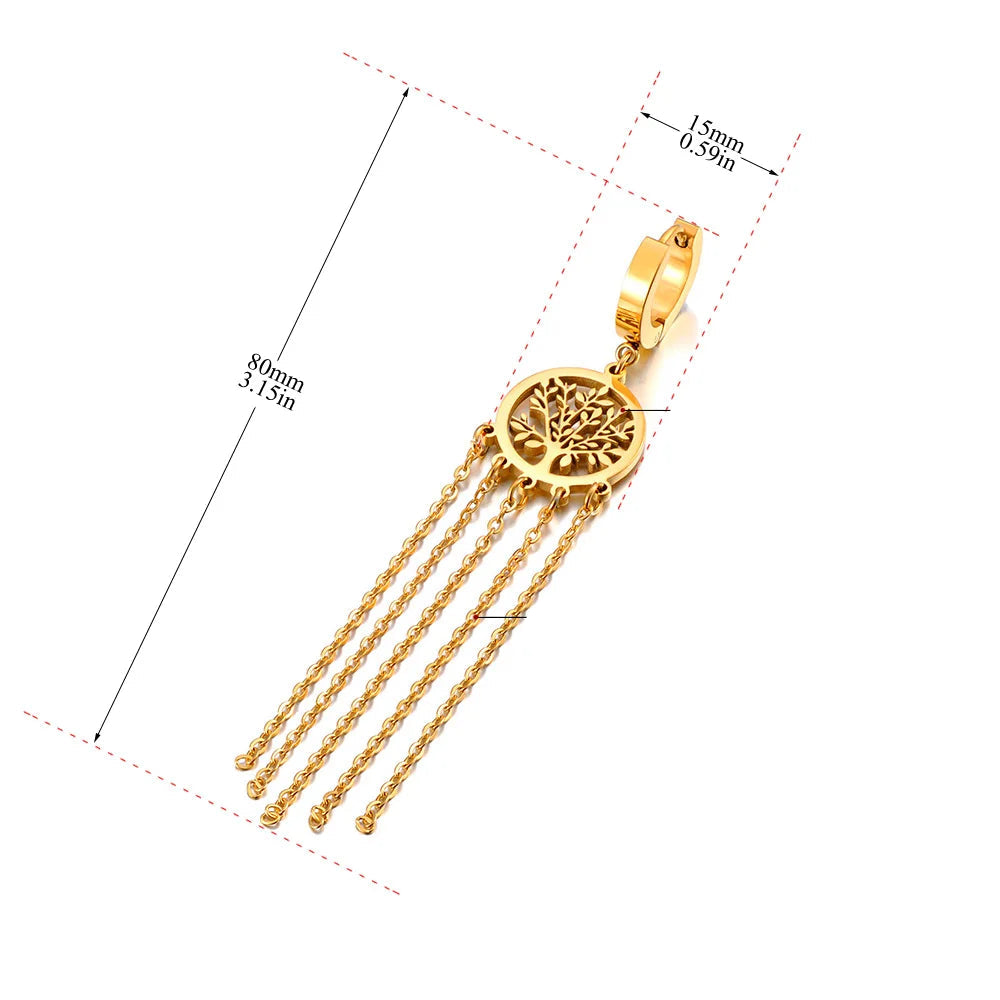 Riipuvat korvakorut elämän puulla