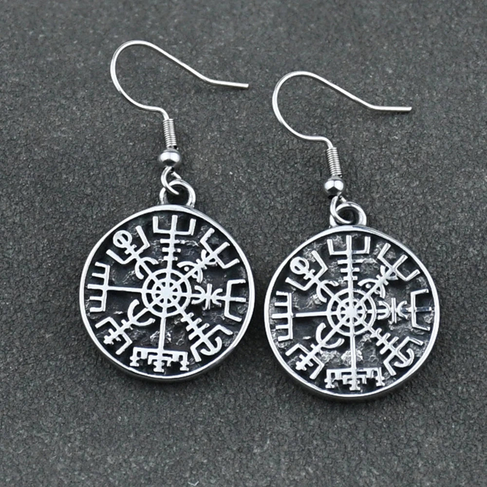 Riipuvat korvakorut Vegvisir-viikinkikompassilla