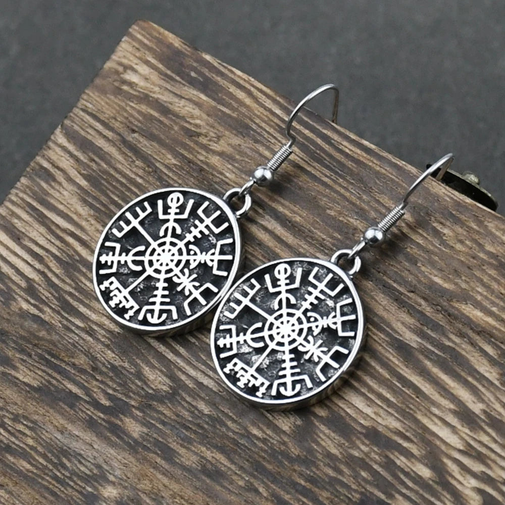 Riipuvat korvakorut Vegvisir-viikinkikompassi 