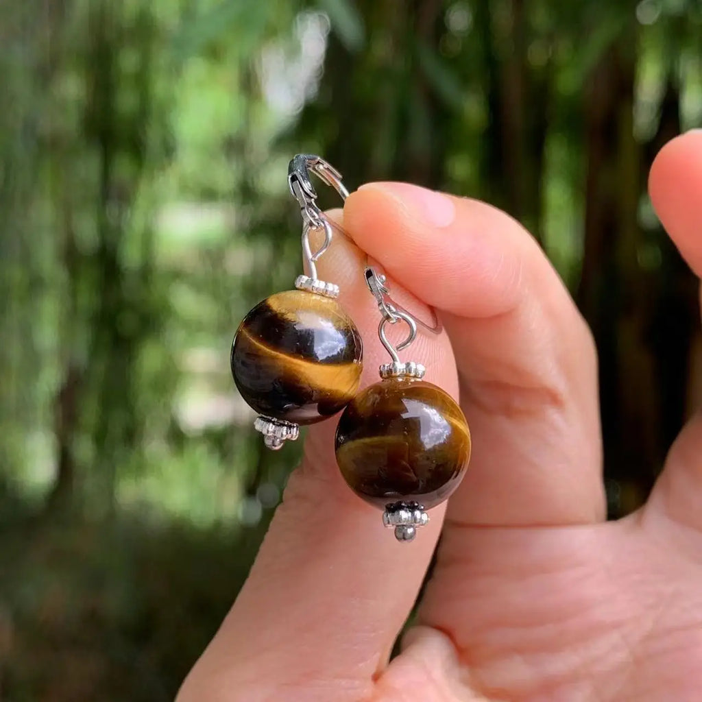 Riippuvat korvakorut naisille tiikerinsilmä 