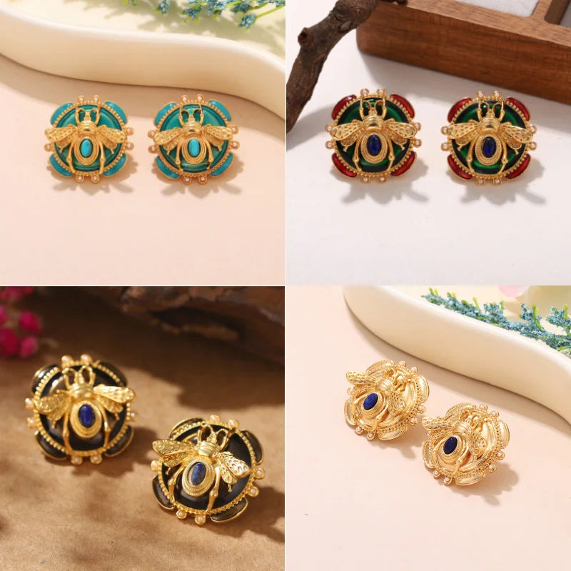 Pyöreät korvakorut mehiläinen