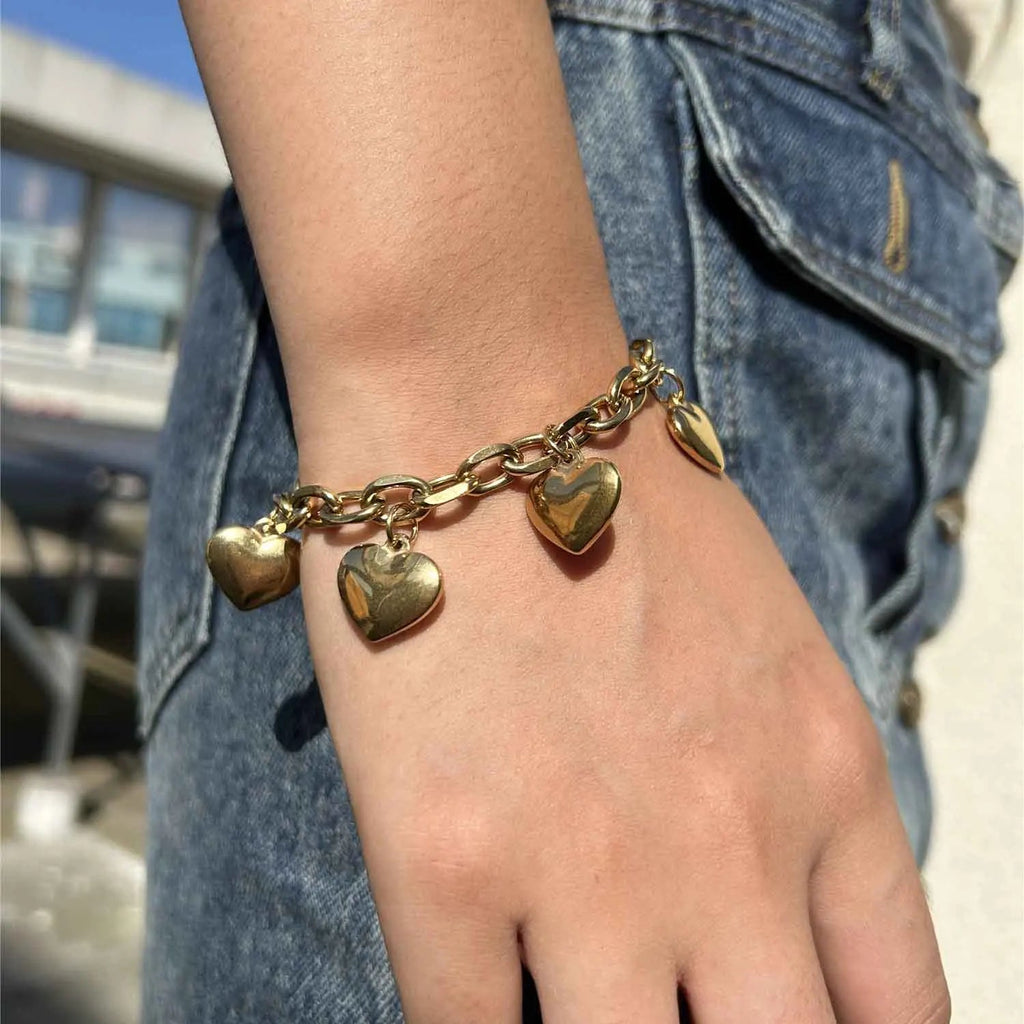 Rannekoru 5 Sydäntä Gourmette Naisille kulta