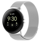 Ruostumattomasta teräksestä valmistettu Milanese-magneettiranneke Smartwatch Google Pixel Watch 1 & 2 hopeanharmaa