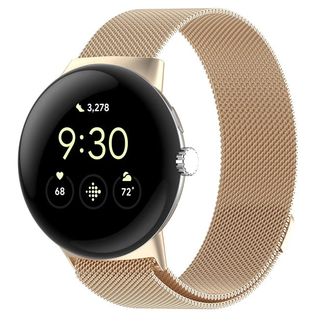 Ruostumattomasta teräksestä valmistettu Milanese-magneettiranneke Smartwatch Google Pixel Watch 1 & 2 samppanja