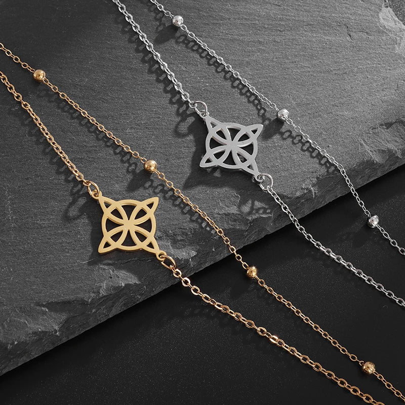 Rannekoru Teräs Noidan Solmu Naisille Gourmet-suojaukseen Wiccan hopea