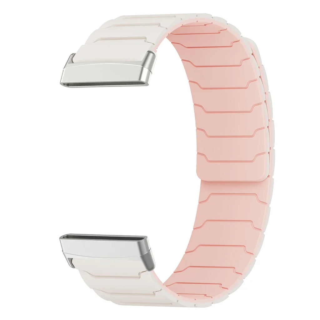 Magnetinen ranneke Fitbit Versa 3, Versa 4, Sense 1 ja Sense 2 -kellolle, valkoinen-vaaleanpunainen