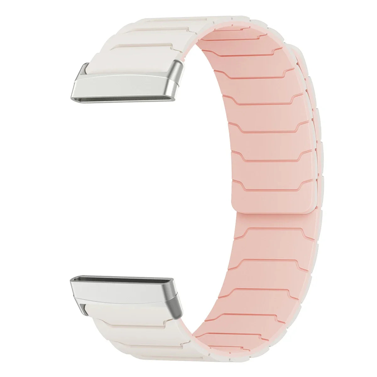 Magnetinen ranneke Fitbit Versa 3, Versa 4, Sense 1 ja Sense 2 -kellolle, valkoinen-vaaleanpunainen