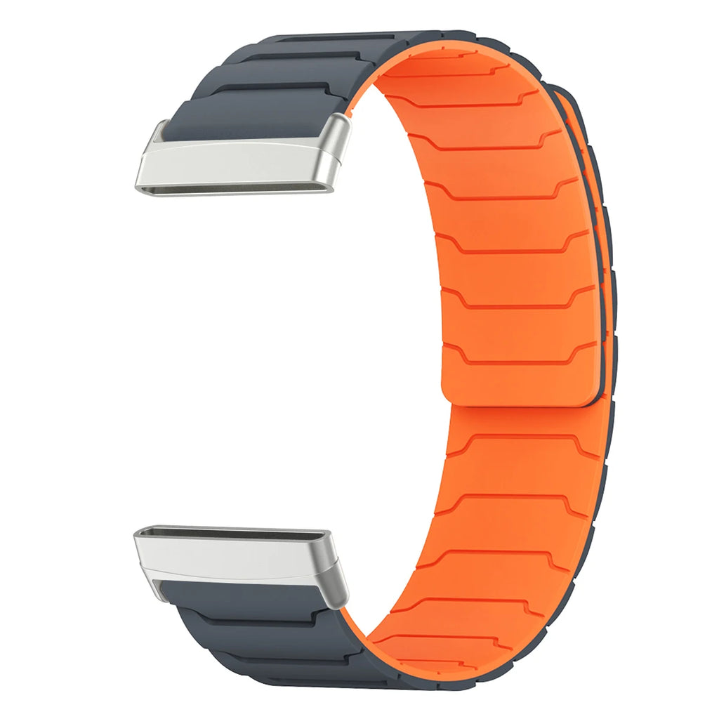 Magnetinen ranneke Fitbit Versa 3, Versa 4, Sense 1 ja Sense 2 -kellolle, musta-oranssi