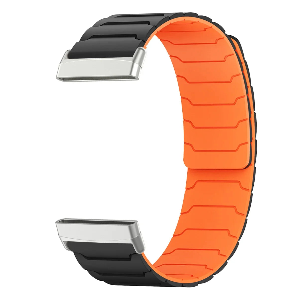 Magnetinen ranneke Fitbit Versa 3, Versa 4, Sense 1 ja Sense 2 -kellolle, musta-oranssi