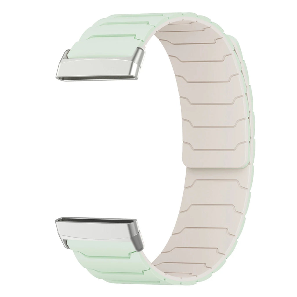 Magnetinen ranneke Fitbit Versa 3, Versa 4, Sense 1 ja Sense 2 -kellolle, vihreä-valkoinen