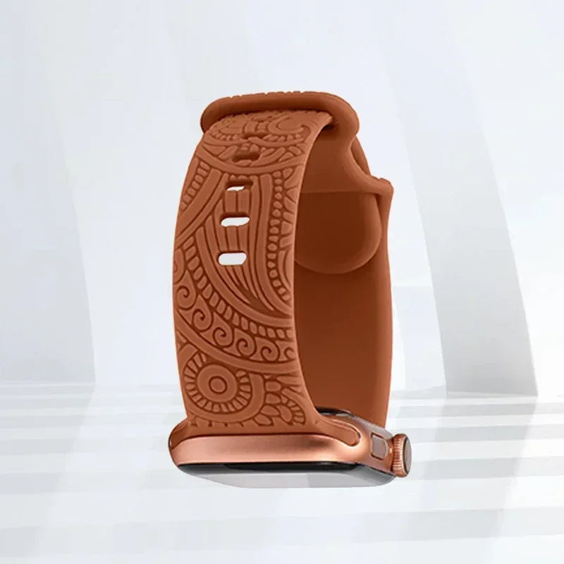 Apple Watch -ranneke kuvioilla ruskea