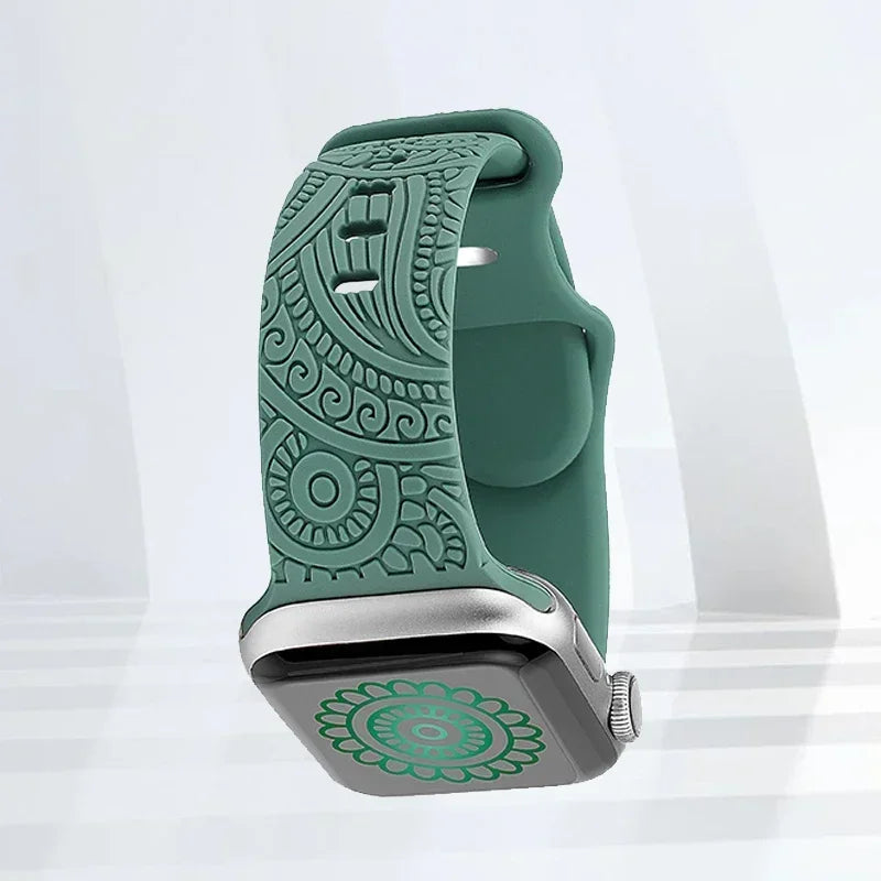 Apple Watch -ranneke kuvioilla vihreä