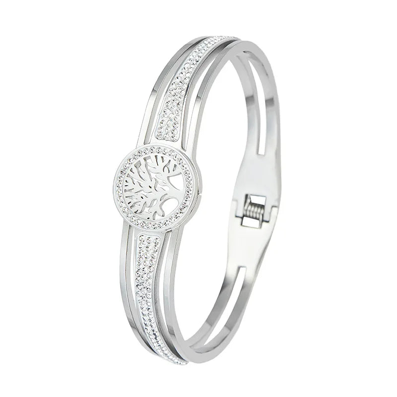 Rannekoru Elämänpuulla ja hopeisella kristallilla