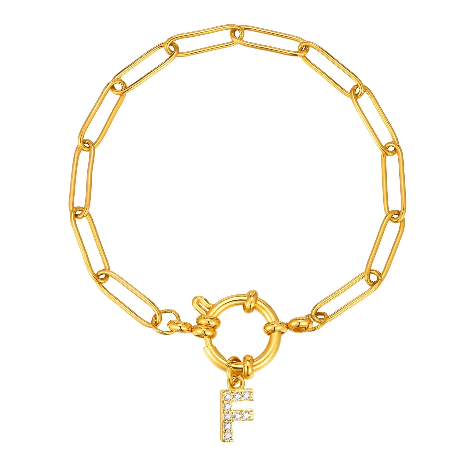 Personoitu rannekoru, jossa alkukirjain f