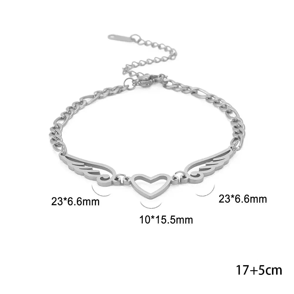 Sydän- ja enkelinsiipirannekoru