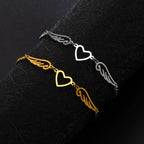 Sydän- ja enkelinsiipirannekoru kultainen