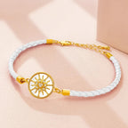 Nahkainen kompassirannekoru valkoinen kulta tuuliruusu