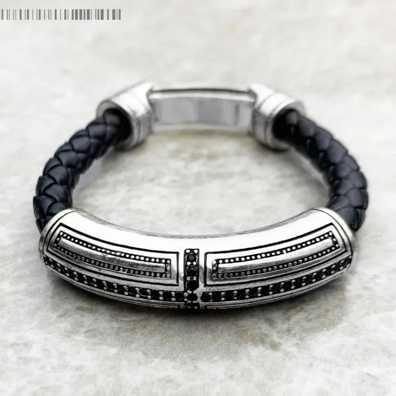 Rustinen nahkainen ristikoru rannekoru - Exception®