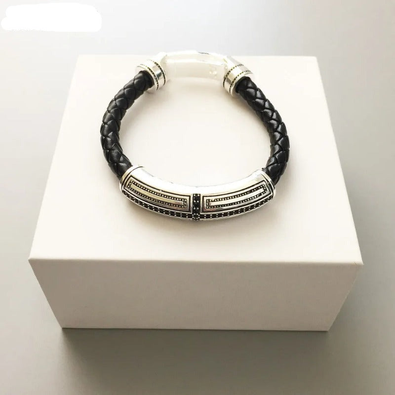 Rustinen nahkainen ristikoru rannekoru - Exception®