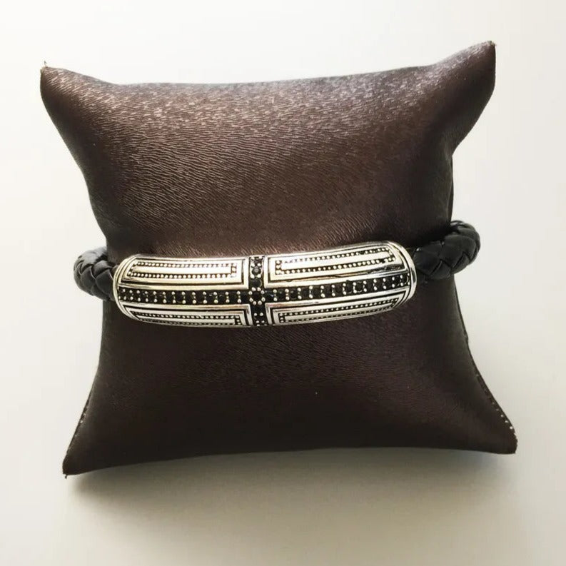 Rustinen nahkainen ristikoru rannekoru - Exception®