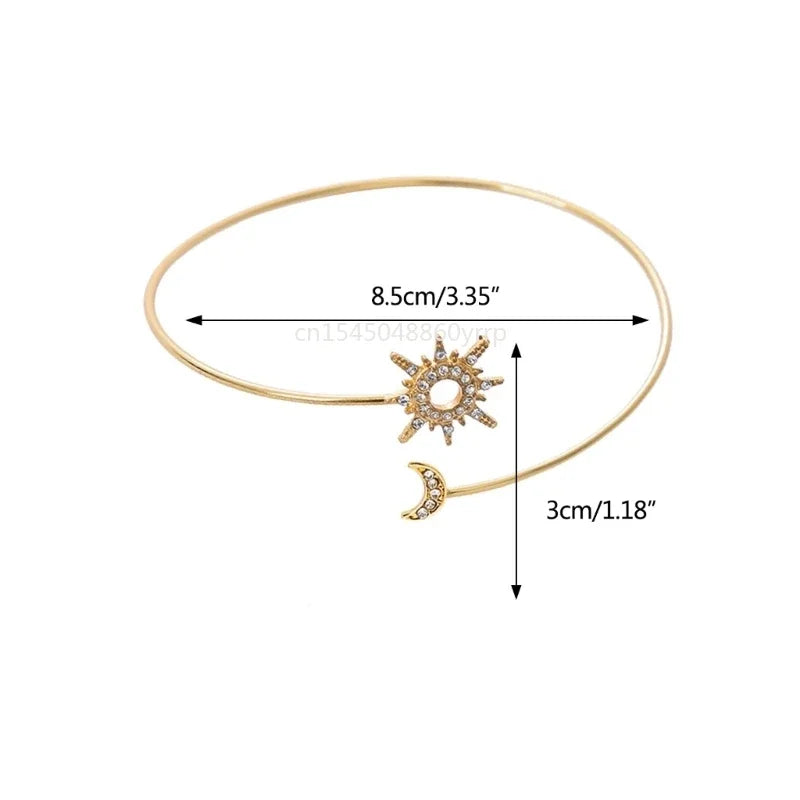 Naisten rannekoru aurinko kuu - käsivarsiketju koriste ja hauiskoru kulta