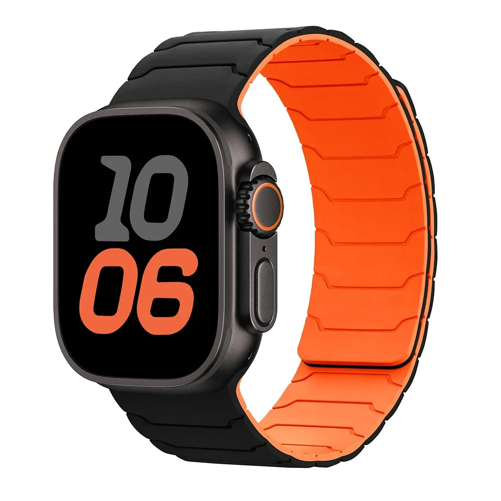 Magneettinen vaihtoranneke Apple Watchille musta oranssi