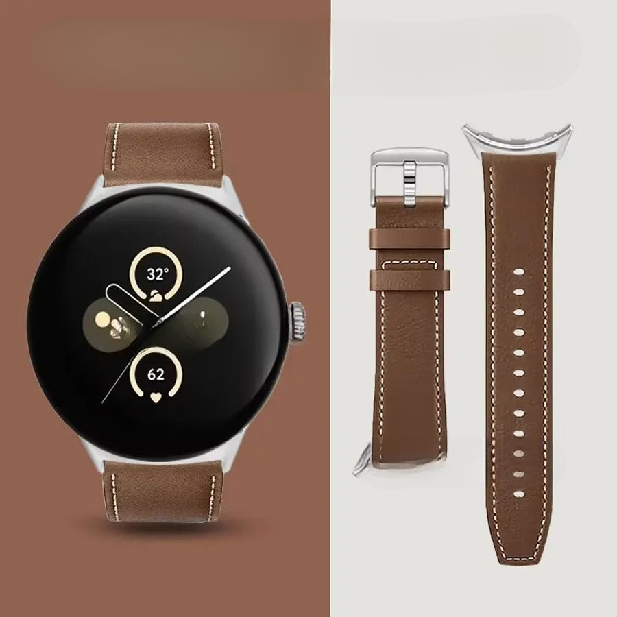Nahkainen vaihtoranneke Google Pixel Watch 1, 2, 3, 4, 41mm, 45mm -kelloille