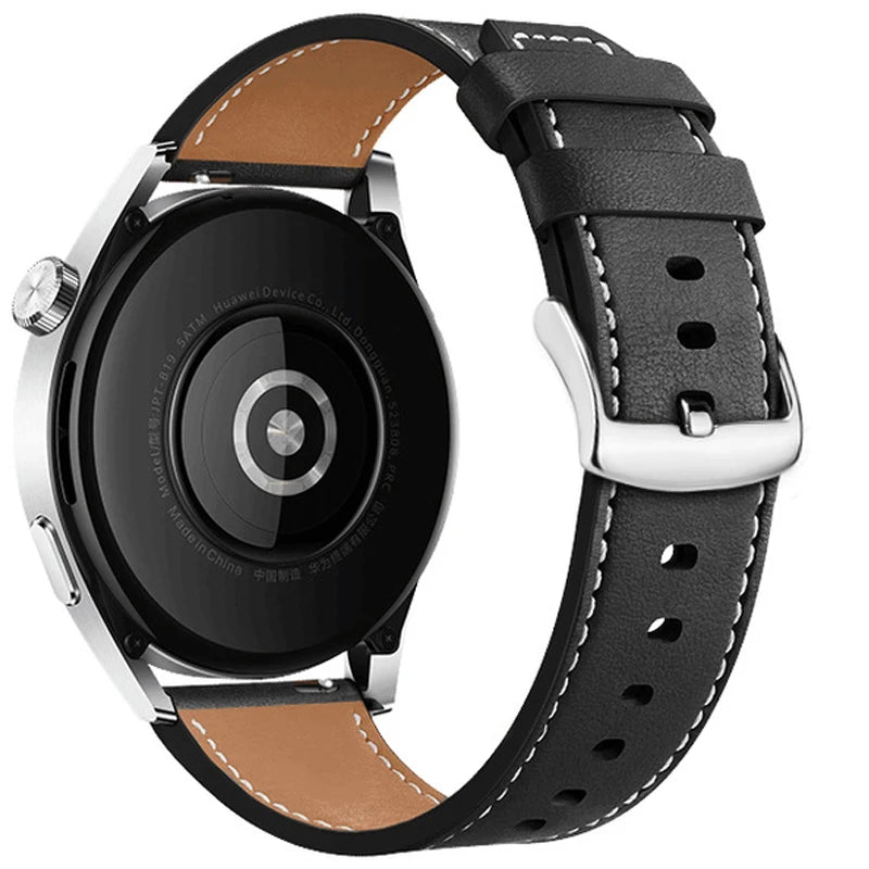 Musta nahkainen vaihtoranneke Google Pixel Watch 1, 2, 3, 4, 41mm, 45mm -kelloille