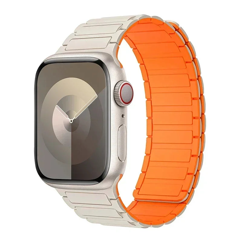 Beige oranssi magneettinen vaihtoranneke Apple Watchille