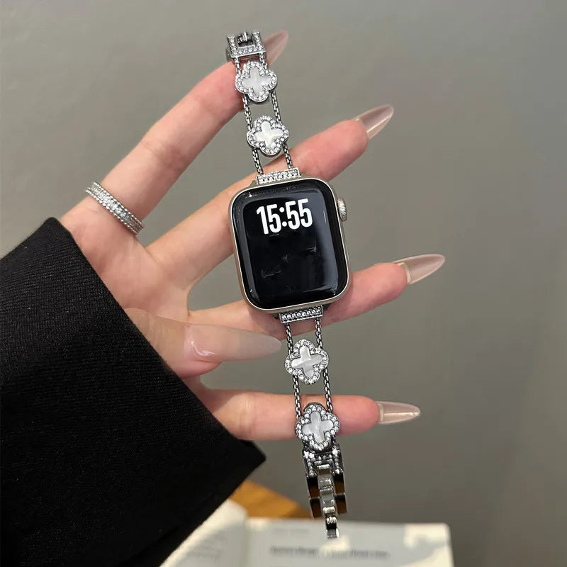 Vaihtoranneke Apple Watchille - apilan muotoilu hopea-musta
