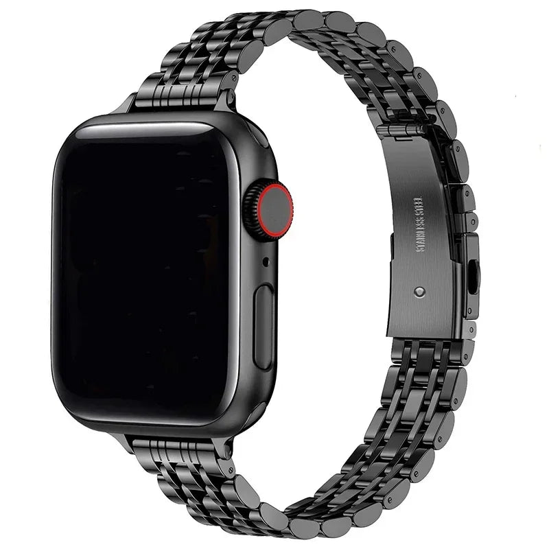 Vaihtoranneke Apple Watchille mustasta ruostumattomasta teräksestä