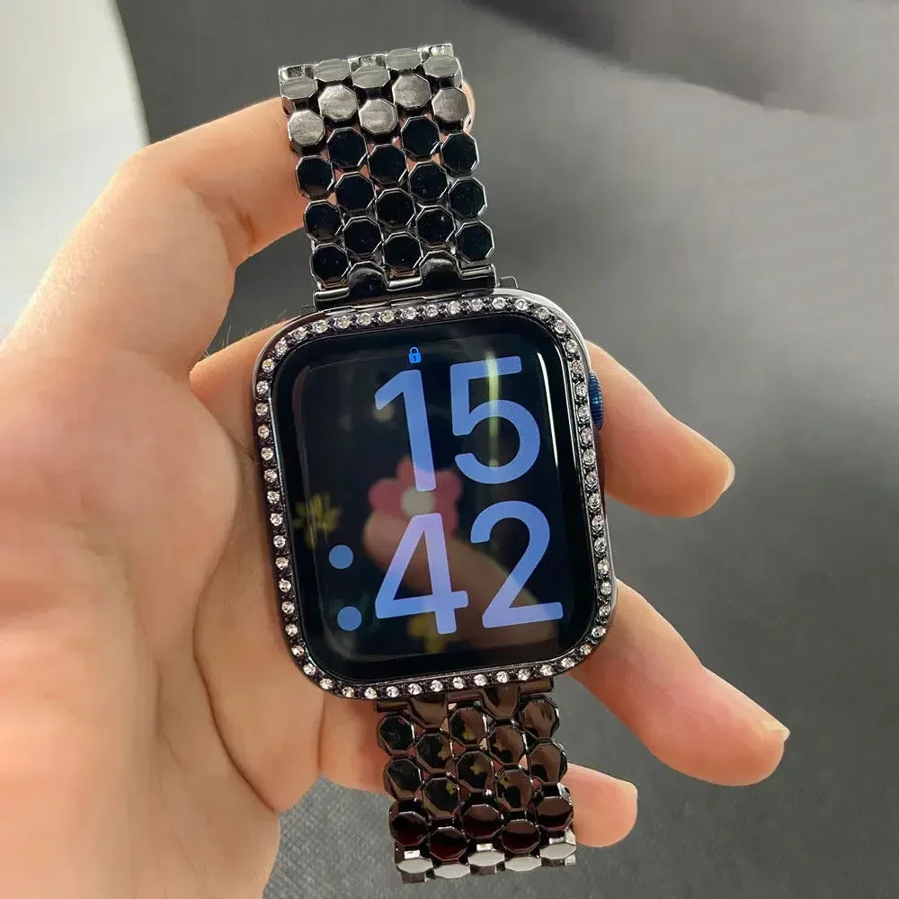 Vaihtoranneke Apple Watchiin ruostumattomasta teräksestä - naisten musta