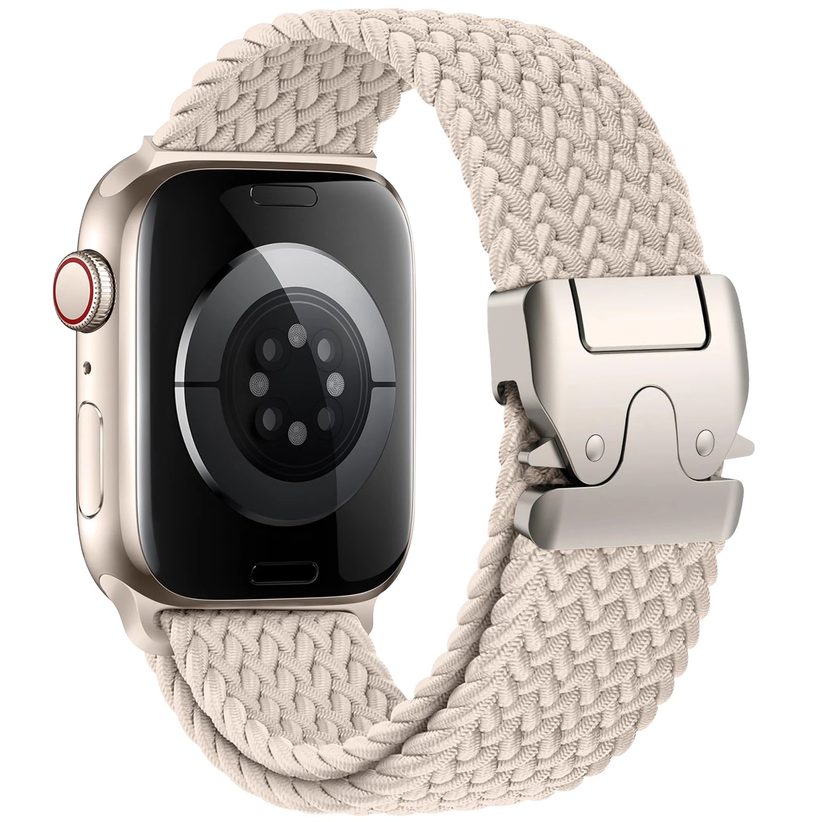 Korvaava ranneke Apple Watchille beigenvärisestä laskuvarjoköydestä