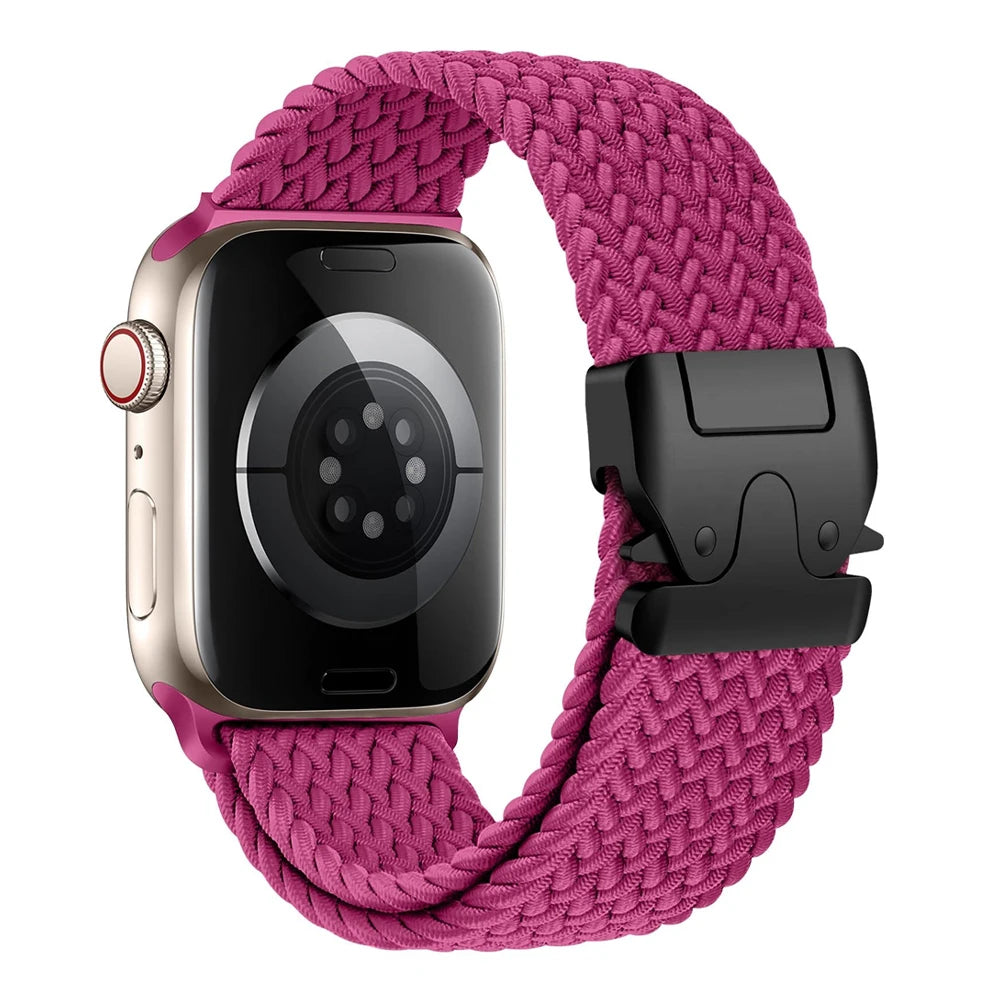 Korvaava ranneke Apple Watchille fuksianvärisestä laskuvarjoköydestä
