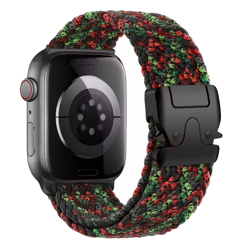 Korvaava ranneke Apple Watchille punaisen ja vihreän laskuvarjoköydestä
