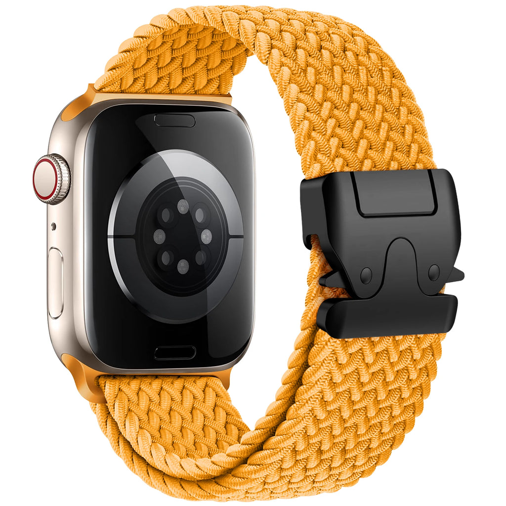 Korvaava ranneke Apple Watchille keltaisesta laskuvarjoköydestä