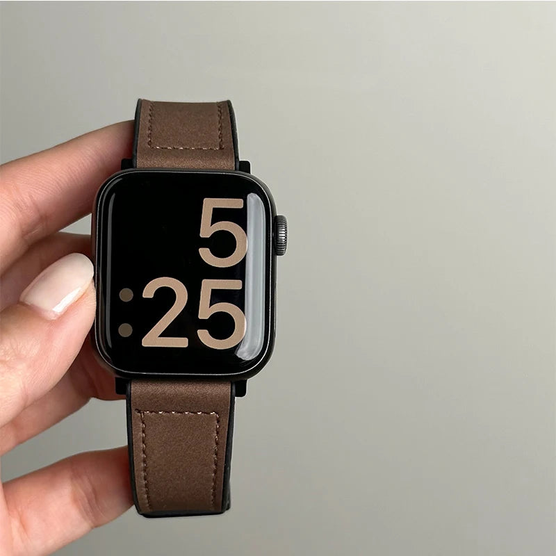 Vaihtoranneke Apple Watchille ruskeasta nahasta