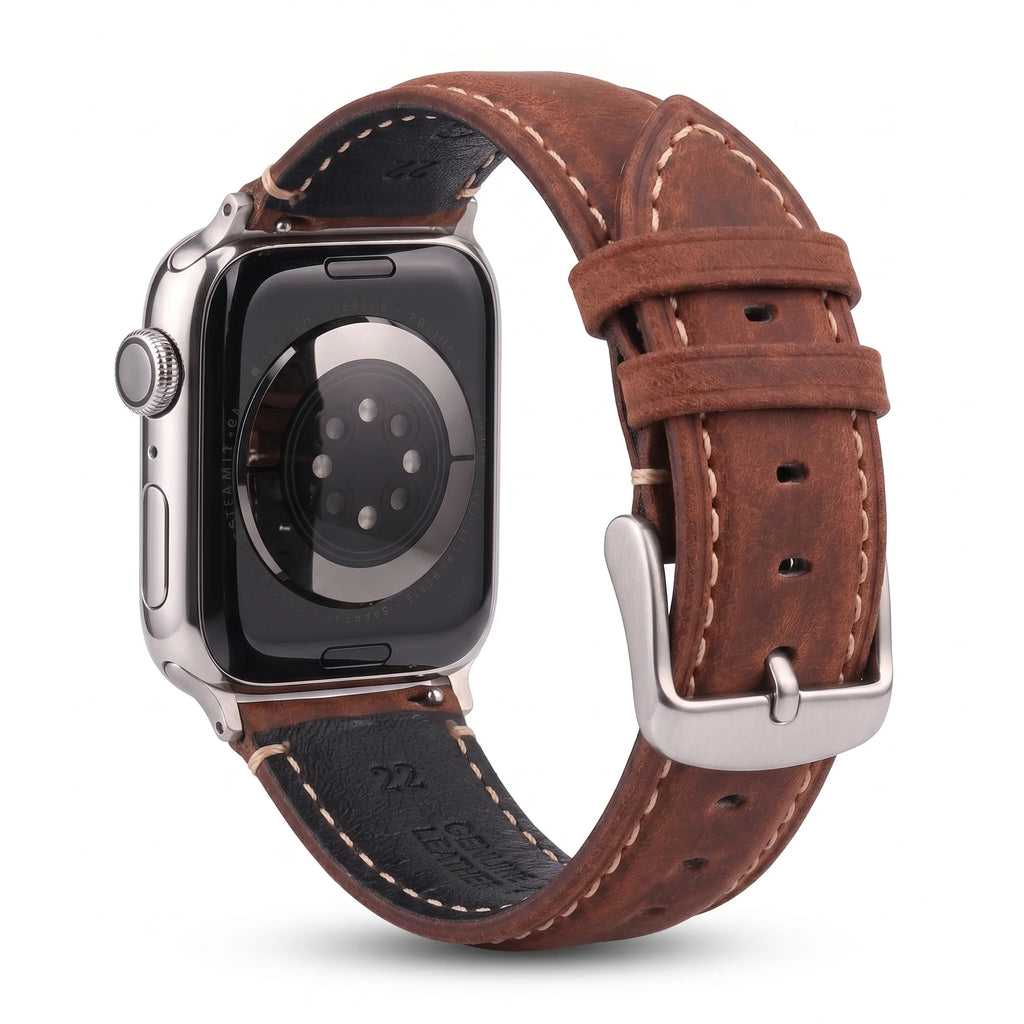 Vaihtoranneke Apple Watchille klassisesta vaaleanruskeasta nahasta