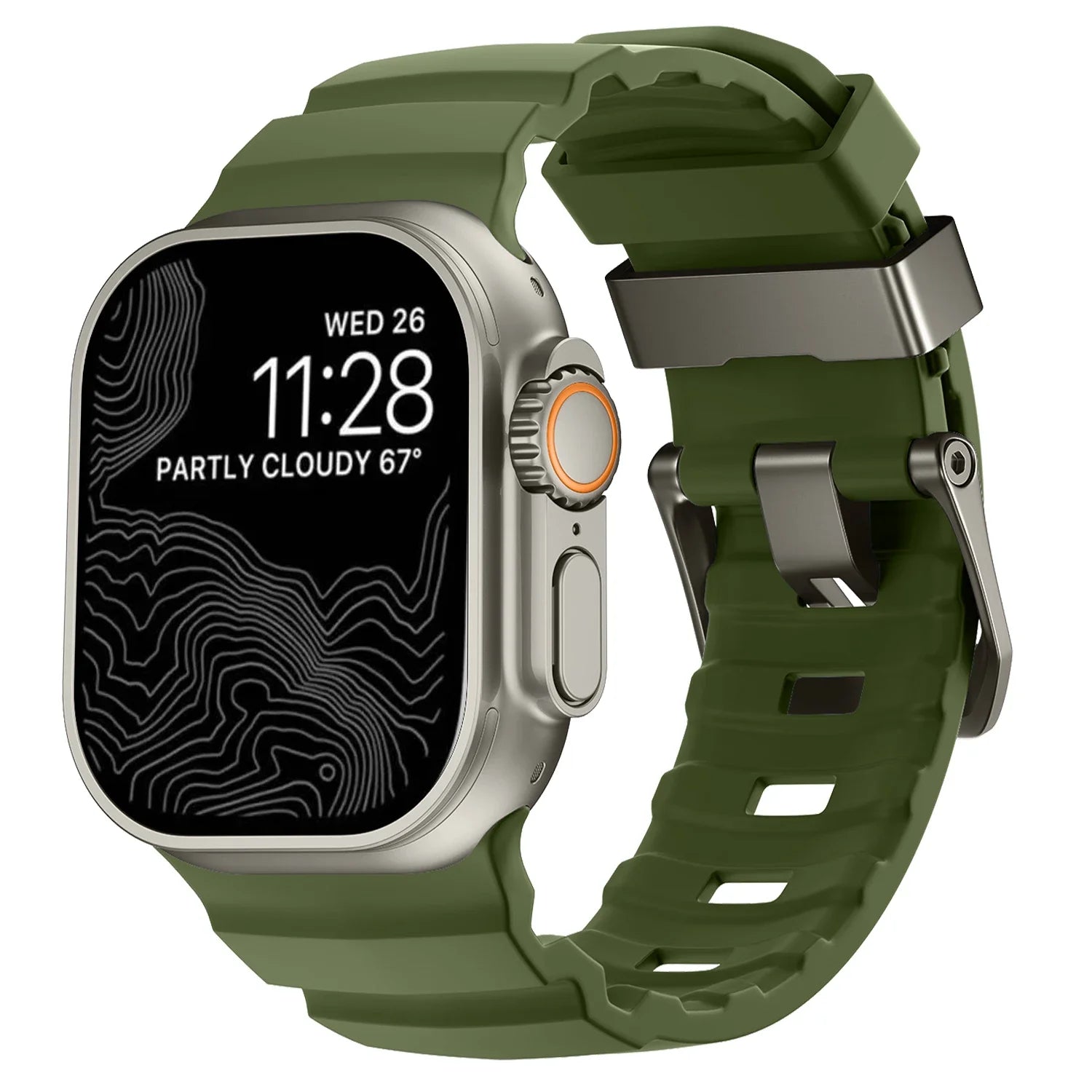 Paksu vihreä silikoninen vaihtoranneke Apple Watchille