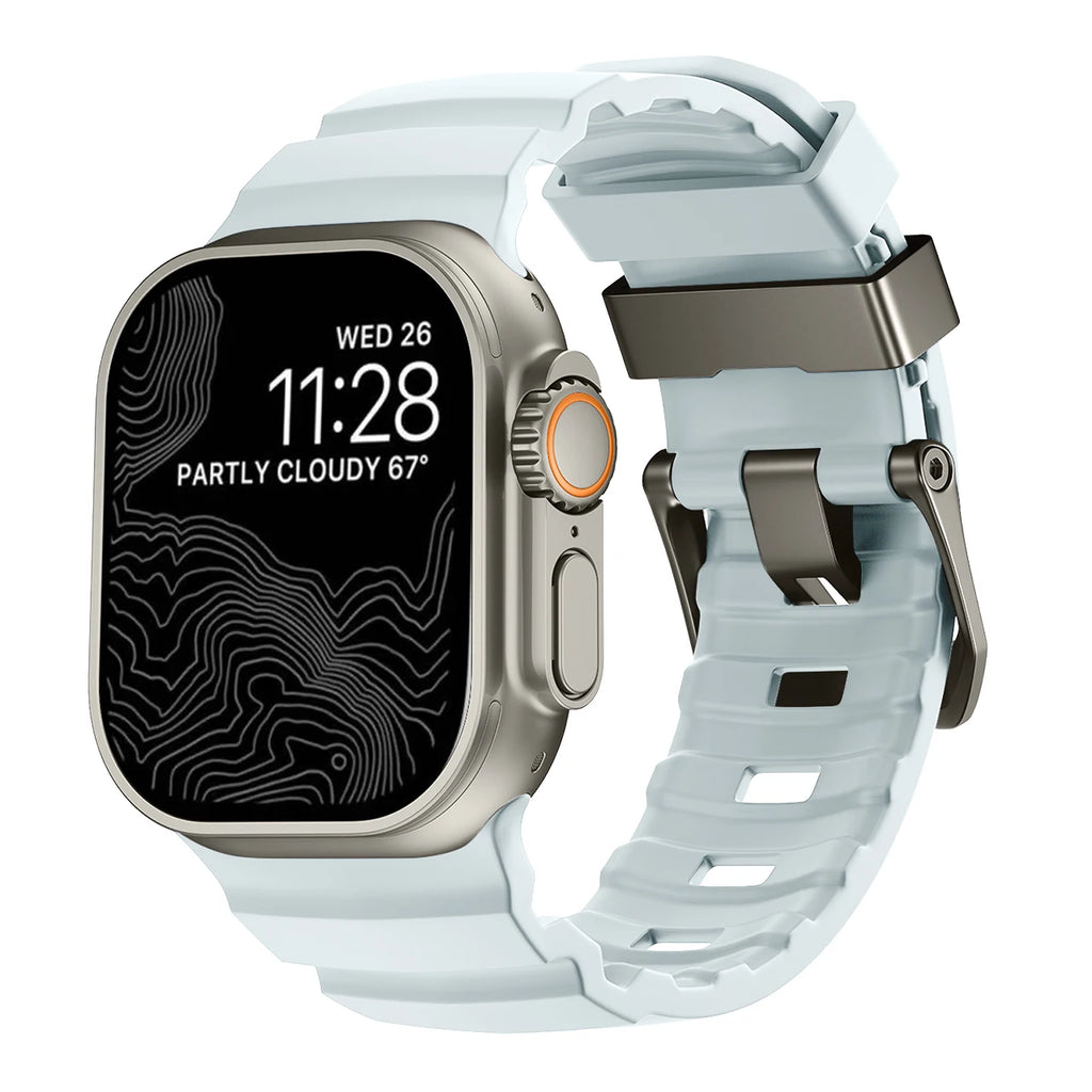 Paksu sininen silikoninen vaihtoranneke Apple Watchille