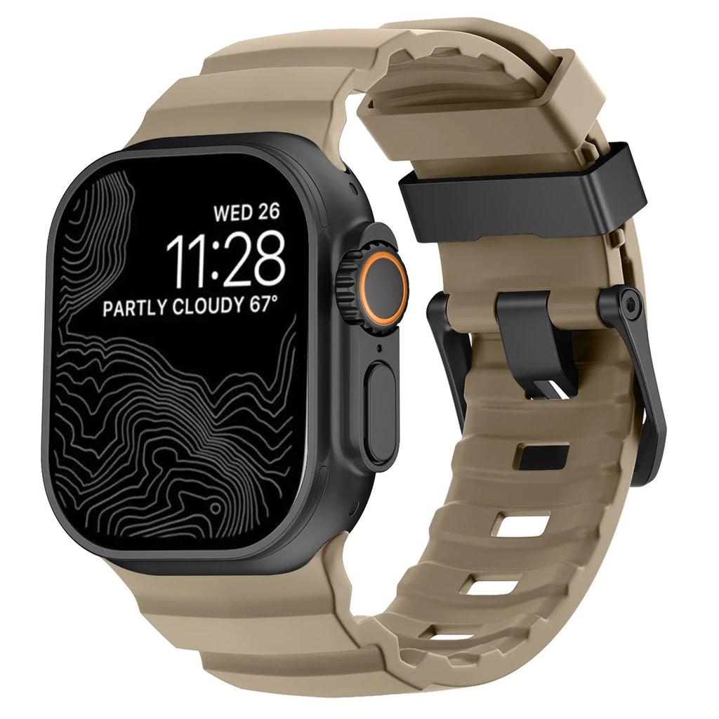 Paksu beige silikoninen vaihtoranneke Apple Watchille