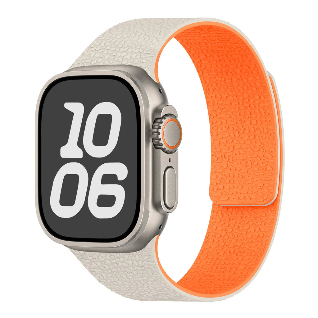 Vaihteranneke Apple Watchiin magneettisilikonki beige oranssi