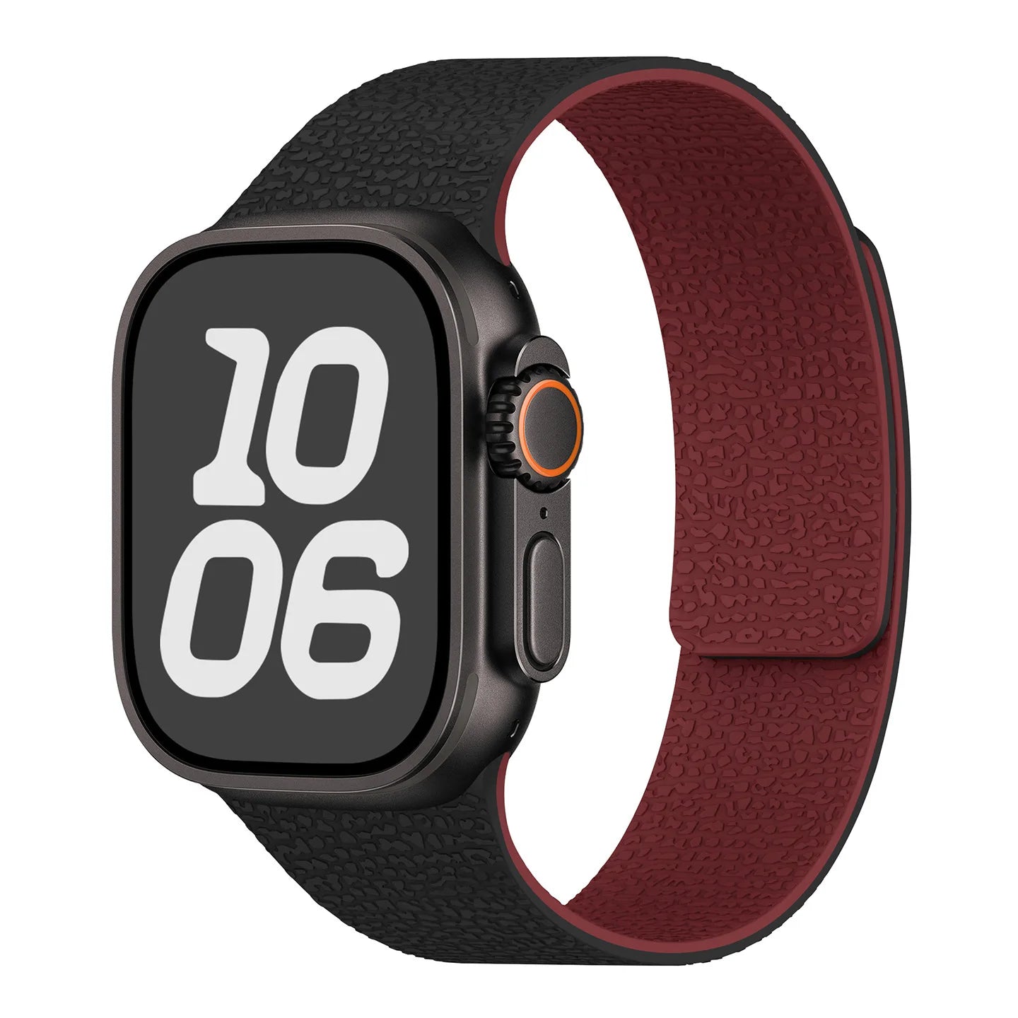 Vaihteranneke Apple Watchiin magneettisilikonki musta ja viininpunainen