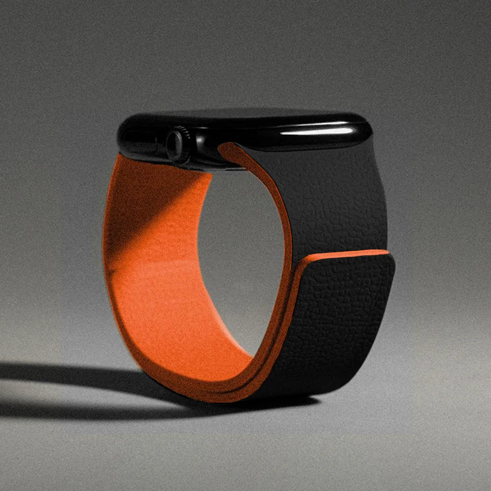 Vaihteranneke Apple Watchiin magneettisilikonki musta ja oranssi