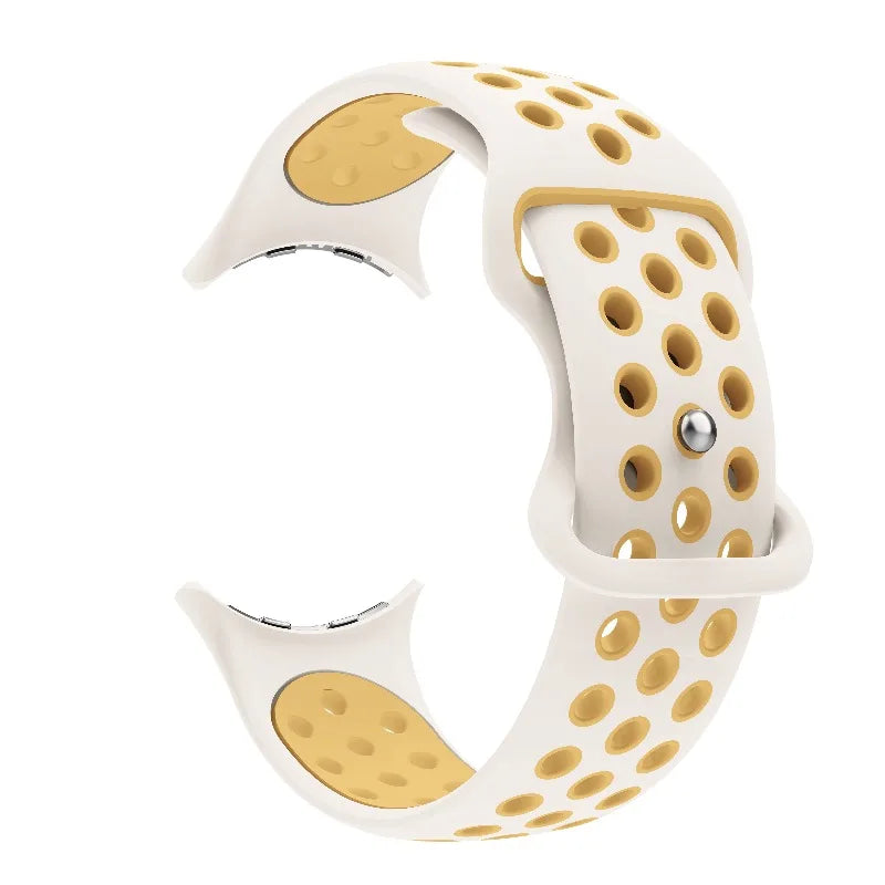 Vaihderanneke Google Pixel Watch 1, 2, 3, 4 41mm 45mm -kelloihin valkoinen ja keltainen